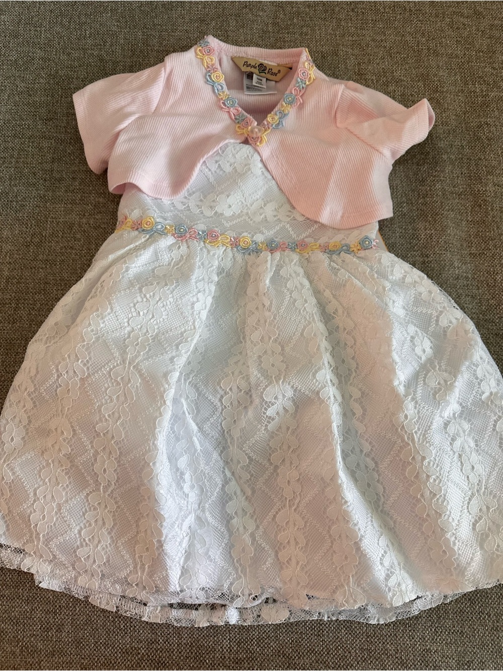 Pink & White Lace Formal Dress with Bolero
